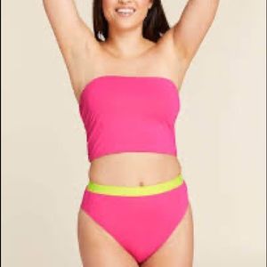Andie Aruba NWT Women’s Swimsuit Neon Hibiscus Size Large